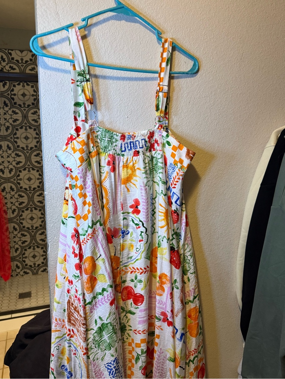 Pink Lily White Maxi Dress with Multicolored Floral & Fruit Print - Picture 4 of 4